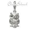 Charm Eule Zirkonia in 925 Sterling Silber Silber Charms Anhänger für Armbänder - Silber Dream Charms - FC725W