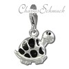Charm Schildkröte schwarz in 925 Sterling Silber Charms Anhänger für Armbänder - Silber Dream Charms - FC818S