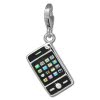 Charm Smartphone Handy schwarz in 925 Sterling Silber Charms Anhänger für Armbänder - Silber Dream Charms - FC821S