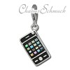 Charm Smartphone Handy schwarz in 925 Sterling Silber Charms Anhänger für Armbänder - Silber Dream Charms - FC821S