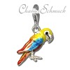 Charm Papagei Ara bunt in 925 Sterling Silber Armband Anhänger - Silber Dream Charms - FC823Y
