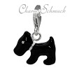 Charm Hund schwarz in 925 Sterling Silber Charms Anhänger für Armbänder - Silber Dream Charms - FC830S