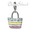 Charm Strandtasche in 925 Sterling Silber Silber Charms Anhänger für Armbänder - Silber Dream Charms - FC838F