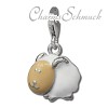 Charm Schaf mit Hörnern weiß in 925 Sterling Silber Charms Anhänger für Armbänder - Silber Dream Charms - FC839W