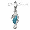 Charm Seepferd hellblau in 925 Sterling Silber Charms Anhänger für Armbänder - Silber Dream Charms - FC844H