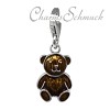 Charm Teddybär braun in 925 Sterling Silber Silber Charms Anhänger für Armbänder - Silber Dream Charms - FC855N