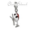 Charm Hubschrauber weiß rot in 925 Sterling Silber Charms Anhänger für Armbänder - Silber Dream Charms - FC856B