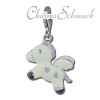 Charm fliegendes Pony weiß in 925 Sterling Silber Charms Anhänger für Armbänder - Silber Dream Charms - FC869W