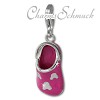 Charm Clog Schlappen pink in 925 Sterling Silber Charms Anhänger für Armbänder - Silber Dream Charms - FC871P