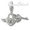 Charm Schlüssel zum Herzen rosa in 925 Sterling Silber Charms Anhänger für Armbänder - Silber Dream Charms - FC874A