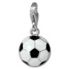 Charm Fußball schwarz-weiß in 925 Sterling Silber Charms Anhänger für Armbänder - Silber Dream Charms - FC880W