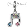 Charm Note bunt in 925 Sterling Silber Silber Charms Anhänger für Armbänder - Silber Dream Charms - FC882F