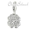 Charm Kleeblatt Zirkonia in 925 Sterling Silber Silber Armband Anhänger - Silber Dream Charms - FC904W