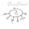 Charms Set in 925 Sterling Silber Armband und Charms Anhänger - Silber Dream Charms - FCA078