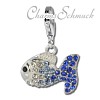 Glitzerschmuck Charm Fisch Zirkonias blau ICE - Silber Dream Charms - GSC001