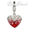 Glitzerschmuck Charm Herz Zirkonias rot ICE - Silber Dream Charms - GSC002