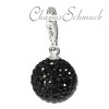 Glitzerschmuck Charm Kugel schwarz Zirkonias - Silber Dream Charms - GSC206
