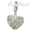 Glitzerschmuck Charm Herz weiß Zirkonias in 925 Sterling Silber - Silber Dream Charms - GSC216W