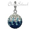 Glitzerschmuck Charm Kugel blau/weiß Zirkonias - Silber Dream Charms - GSC219B