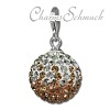 Glitzerschmuck Charm Kugel rose/weiß Zirkonias - Silber Dream Charms - GSC219N