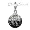Glitzerschmuck Charm Kugel schwarz/weiß Zirkonias - Silber Dream Charms - GSC219S