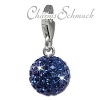 Glitzerschmuck Charm Kugel 10mm blau Schmuck mit Zirkonia Kristallen - Silber Dream Charms - GSC220B