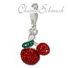 Glitzerschmuck Charm Kirschen Zirkonias in 925 Sterling Silber - Silber Dream Charms - GSC308