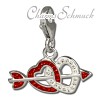 Glitzerschmuck Charm Doppelherz rot Schmuck mit Zirkonia Kristallen - Silber Dream Charms - GSC503R