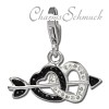 Glitzerschmuck Charm Doppelherz schwarz Schmuck mit Zirkonia Kristall - Silber Dream Charms - GSC503S