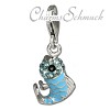 Glitzerschmuck Charm Fisch hellblau Schmuck mit Zirkonia Kristallen - Silber Dream Charms - GSC507H