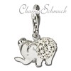 Glitzerschmuck Charm Elefant weiß Schmuck mit Zirkonia Kristallen - Silber Dream Charms - GSC510W