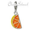 Glitzerschmuck Charm Orangenscheibe Schmuck mit Zirkonia Kristallen - Silber Dream Charms - GSC511O