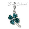 Glitzerschmuck Charm Kleeblatt hellblau Zirkonia Silber - Silber Dream Charms - GSC513H