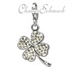 Glitzerschmuck Charm Kleeblatt weiß Schmuck mit Zirkonia Kristallen - Silber Dream Charms - GSC513W