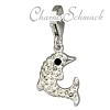 Glitzerschmuck Charm Delfin weiß Schmuck mit Zirkonia Kristallen in 925 Sterling Silber - Silber Dream Charms - GSC516W