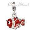 Glitzerschmuck Charm Clownfisch rot Schmuck mit Zirkonia Kristallen - Silber Dream Charms - GSC518R
