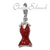 Glitzerschmuck Charm Kleid rot Schmuck mit Zirkonia Kristallen - Silber Dream Charms - GSC520R