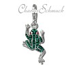 Glitzerschmuck Charm Frosch grün Schmuck mit Zirkonia Kristallen in 925 Sterling Silber - Silber Dream Charms - GSC521G