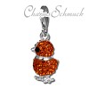 Glitzerschmuck Charm Küken orange Schmuck mit Zirkonia Kristallen in 925 Sterling Silber - Silber Dream Charms - GSC522O