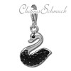 Glitzerschmuck Charm Schwan schwarz Schmuck mit Zirkonia Kristallen - Silber Dream Charms - GSC523S