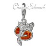 Glitzerschmuck Charm Drache orange Schmuck mit Zirkonia Kristallen in 925 Sterling Silber - Silber Dream Charms - GSC524O