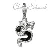 Glitzerschmuck Charm Drache schwarz Zirkonia in 925 Sterling Silber - Silber Dream Charms - GSC524S