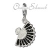 Glitzerschmuck Charm Fächer schwarz Schmuck mit Zirkonia Kristallen - Silber Dream Charms - GSC525S