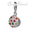 Glitzerschmuck Charm Muffin bunte Schmuck mit Zirkonia Kristallen in 925 Sterling Silber - Silber Dream Charms - GSC526F