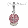 Glitzerschmuck Charm Basecap rosa Schmuck mit Zirkonia Kristallen - Silber Dream Charms - GSC528A