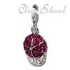 Glitzerschmuck Charm Basecap fuchsia Schmuck mit Zirkonia Kristallen - Silber Dream Charms - GSC528V