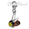 Glitzerschmuck Charm Biene schwarz Schmuck mit Zirkonia Kristallen in 925 Sterling Silber - Silber Dream Charms - GSC531S