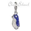 Glitzerschmuck Charm Pinguin blau Schmuck mit Zirkonia Kristallen - Silber Dream Charms - GSC533B