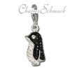 Glitzerschmuck Charm Pinguin schwarz Schmuck mit Zirkonia Kristallen - Silber Dream Charms - GSC533S