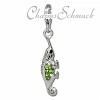 Glitzerschmuck Charm Leguan grün Schmuck mit Zirkonia Kristallen in 925 Sterling Silber - Silber Dream Charms - GSC535L